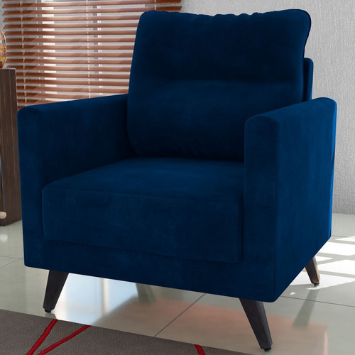 Poltrona Decorativa Chicago Veludo Azul - Matrix Cor Azul-escuro