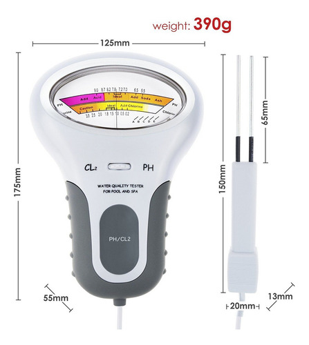 Medidor Digital De Ph Agua Probador De Cloro Piscina Kit De