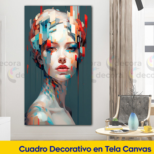 Cuadro Canvas Hermosa Mujer Abstracta Elegante Sala 130x70