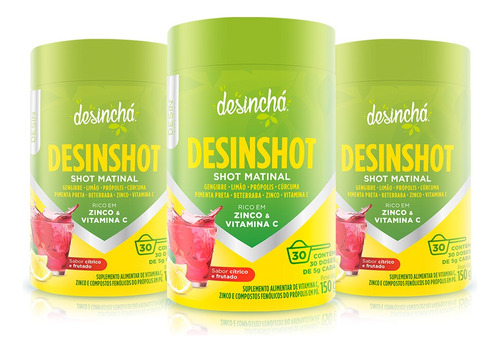 Kit 03 Desinshot - Shot Matinal Desinchá Sabor Cu00edtrico E Frutado