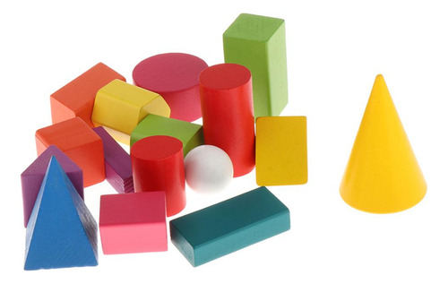 16x Formas 3d Geométricas Sólidas Brinquedos De Madeira