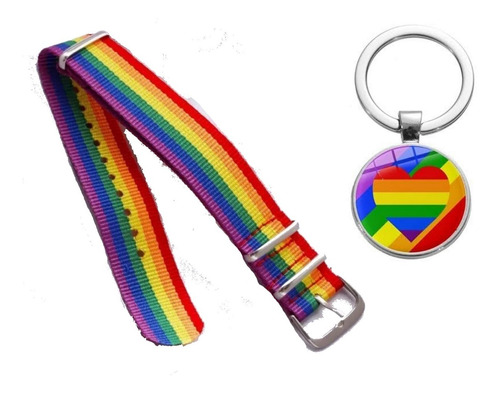 Pulsera Y Llavero Brazalete  Pride Lgbtiq+ Arcoiris Gay 