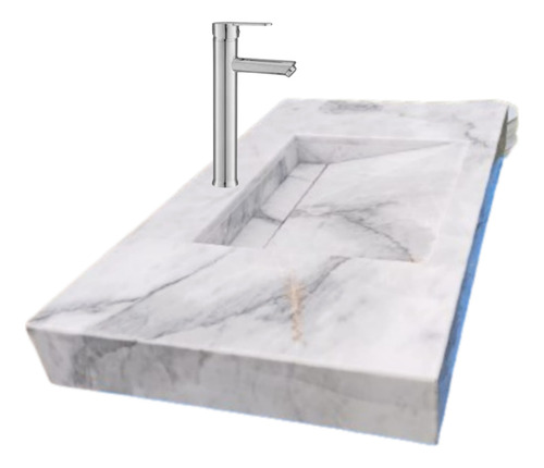 Lavamanos T/cascada Mármol Blanco Bego 80 X 40 Blanco Bego Pulido Y Brillado