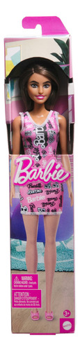 Barbie Fashion & Beauty Muñeca Cabello Castaño Vestido Rosa