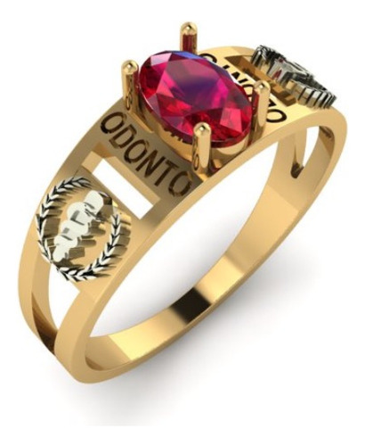 Anel Formatura Ouro 18k 750 Com Zircônia Moderno