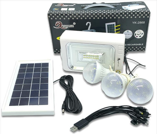 Planta Solar Portátil + 3 Bombillos Camping Usb Linterna