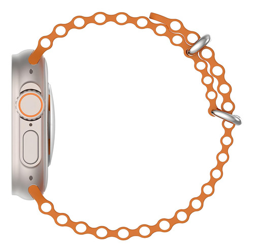 Smartwatch W68+ Ultra Series 8 Nfc Tela 2,02 Caixa Preto Pulseira Laranja Bisel Preto Desenho Da Pulseira Mesh