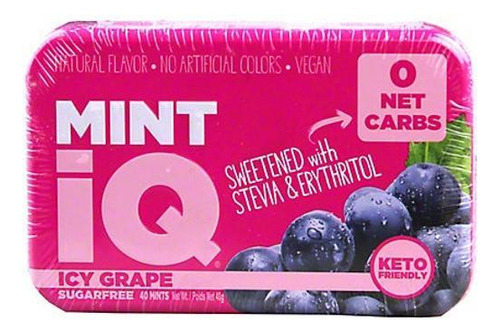 Bala Mint Iq Icy Grape Mints Vegana Big Sky Lata 40g