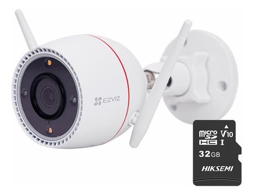 Ezviz Cámara De Seguridad C3tn3-plus-32 Tipo Bala Ip 3mp Con Wifi Visión Nocturna En Color Detección Humana Y Seguimiento Inteligente Ideal Para Uso Exterior Con Memoria Sd De 32gb Con Sirena C3tn3