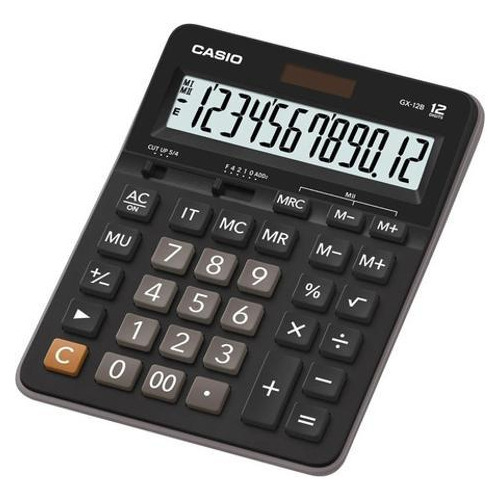 Calculadora de escritorio Casio MX12b-We de 12 dígitos, color blanco y negro