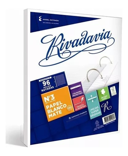 Repuesto Rivadavia Num 3 Tamaño Carta Rayadas 96 Hojas