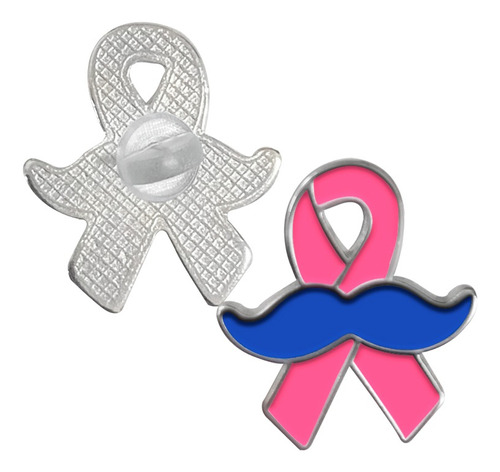 20 Broches Boton Outubro Rosa Novembro Azul Campanha Bigode