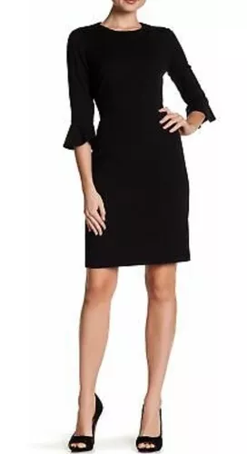  Donna Morgan Vestido de terciopelo con manga acampanada 3/4  para mujer, Negro - : Ropa, Zapatos y Joyería