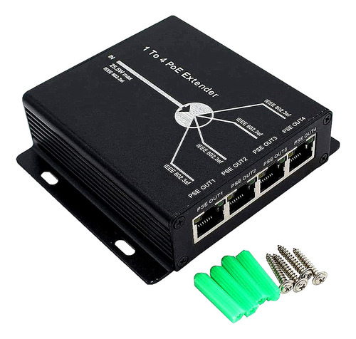 Beelion Extensor Poe Repetidor Ethernet 10/100 Mbps, 1 In/4 