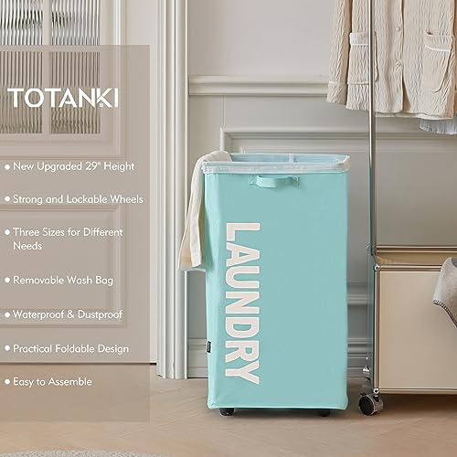 Cesta De Lavandería Plegable Con Ruedas Y Bolsa Extraíble