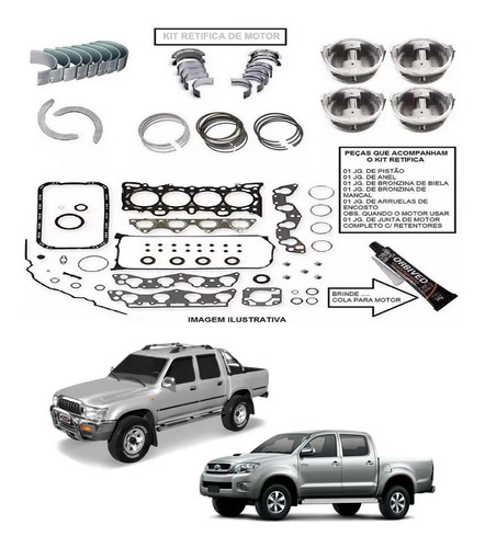 Kit Retifica Do Motor Toyota Hilux 3.0 8v. Aspirado 02/05 5l