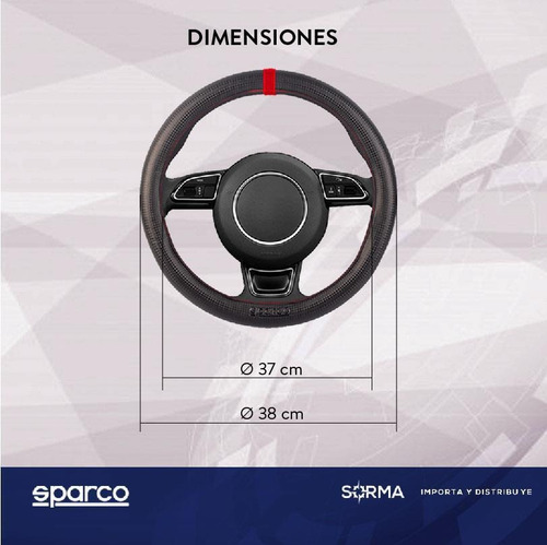 Imagen 4 de 10 de Cubre Volante 36/38 Cm Sparco Importado Leggera Pvc Sin Aro