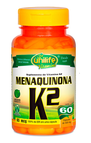 Vitamina K2 (menaquinona) - 60 Cápsulas - Unilife