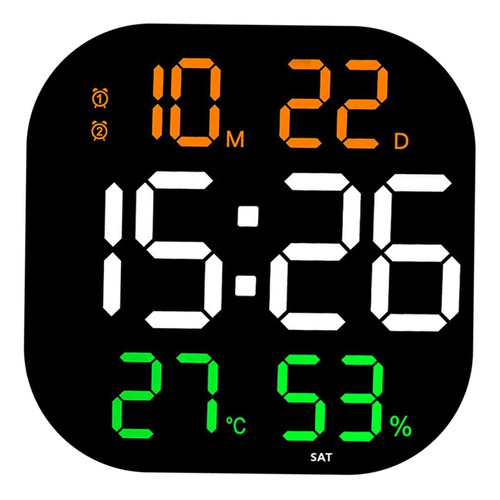 Reloj De Pared Digital Con Control Remoto Naranja Y Verde