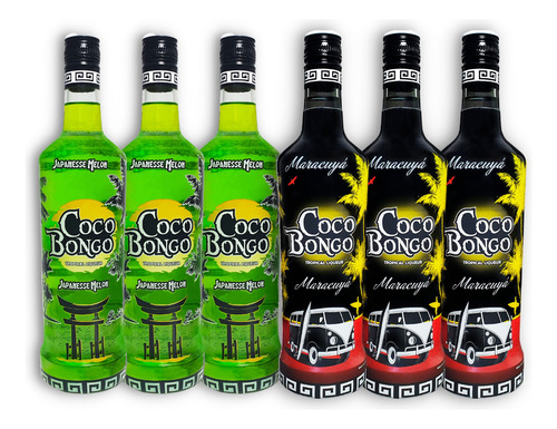 Mix Licor Coco Bongo 3u Maracuyá + 3u Japanesse Melón 750ml