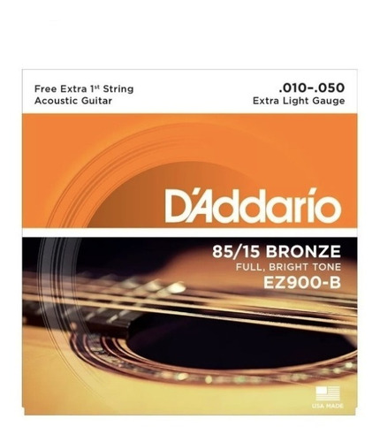 Encordoamento Corda Daddario 010 Violão Folk Aço Original