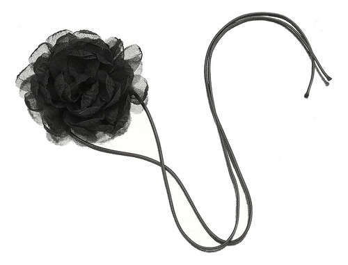 Chargances Gargantilla Bohemia De Flores De Encaje Negro, Co