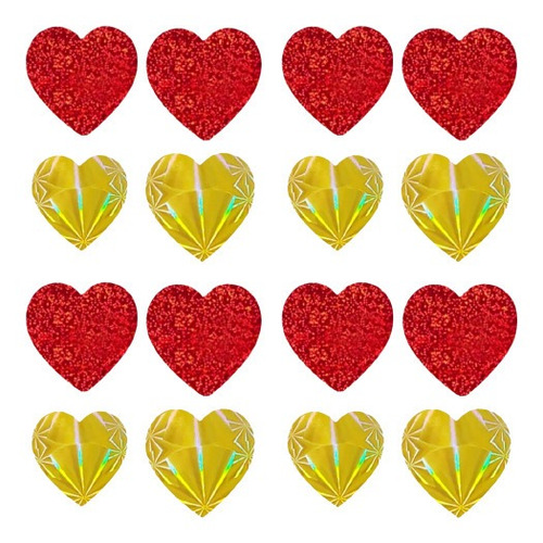 Pegatinas O Sticker Corazones Rojos Dorados Brillantes(200u)