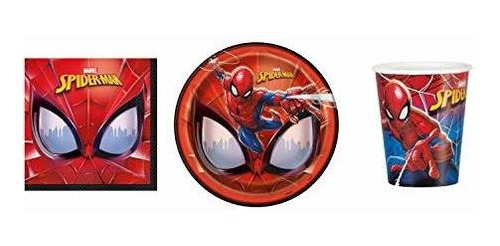 Paquetes De Fiesta - Spider Man Party Supply Set For 16- Pla