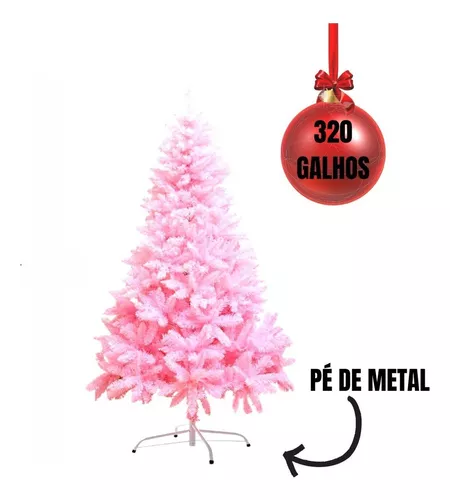 Árvore de Natal Rosa Com 320 Galhos - 1,50m