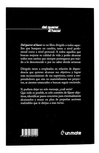 Imagen 2 de 10 de Libro Del Querer Al Hacer - Jeremy Kraayenbrink Un Mate