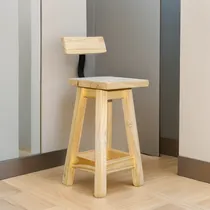 Comprar Banquetas Taburete De Pino 60cm Alto Con Respaldo En Hierro