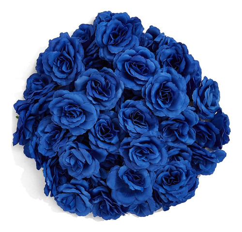 Cabezas De Flores De Seda, 50 Unidades Para Sombrero (azul O