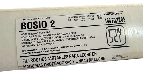 Filtros Descartables Para Maquina De Ordeñe. Bosio 2