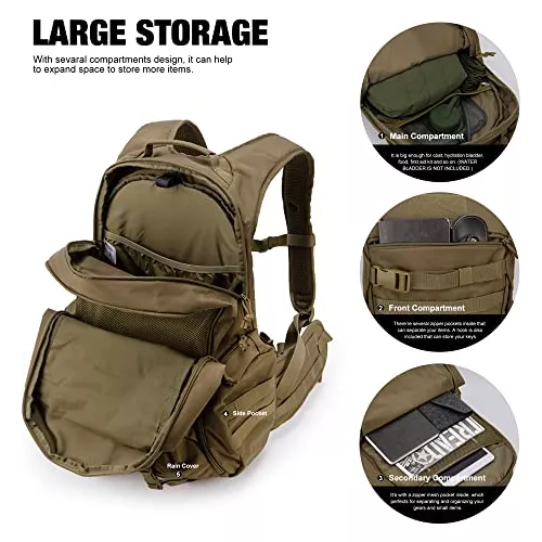  Mardingtop - Mochilas tácticas Molle (Equipo modular de  transporte de carga ligera), estilo militar, de 25, 28 y 35 litros, para  senderismo, campismo, militar, viajar, pasear en motocicleta : Deportes y