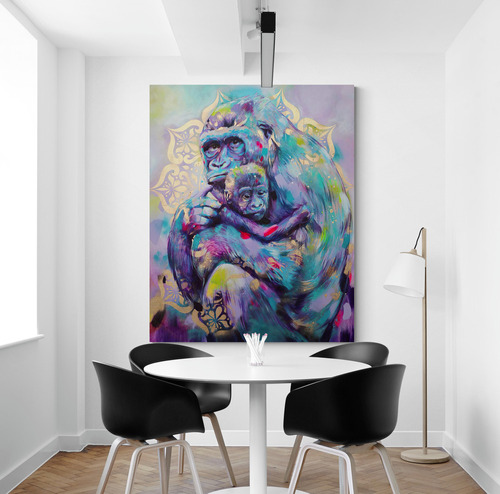 Cuadro En Lienzo Comedor Pintura Gorila 01 80x100cm
