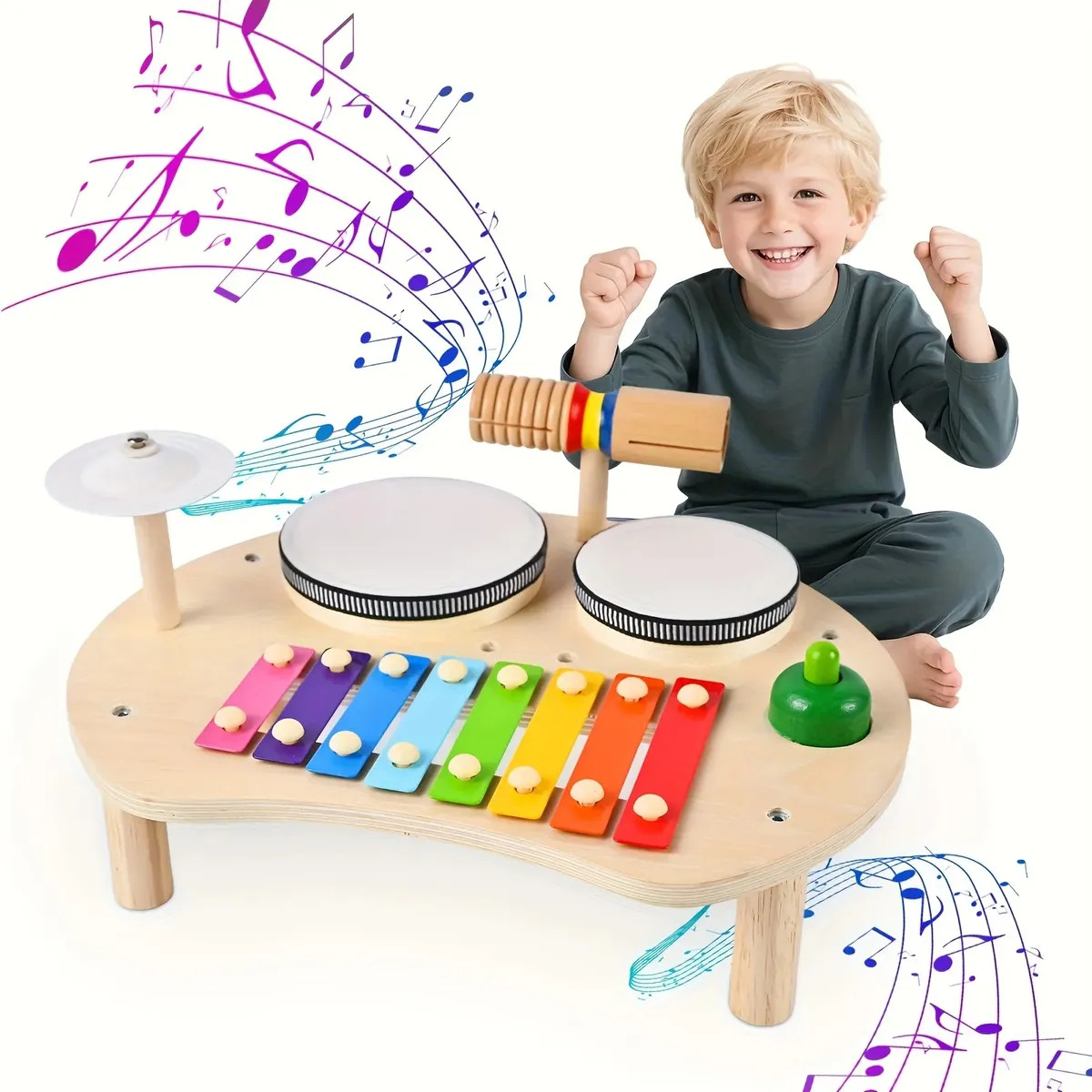 Bateria Niños 2-5 Años, Juguete Musical Madera Montessori