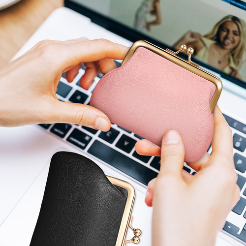 Billetera Vintage, Llavero Retro, Minibolsa, Monedero (negro