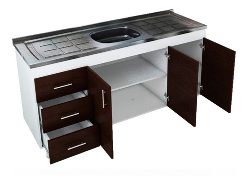 Bajo Mesada 1,60 Mts Mueble De Cocina Sin Bacha Color Blanco