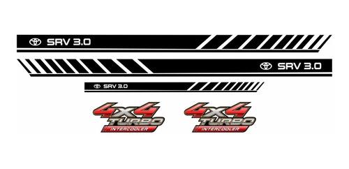 Kit Adesivos Toyota Hilux Faixa Lateral Traseira 4x4 Turbo