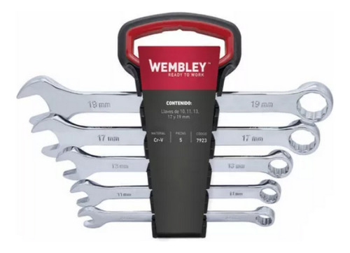 Set Juego De 5 Llaves Combinadas 10 A 19mm Wembley 7923