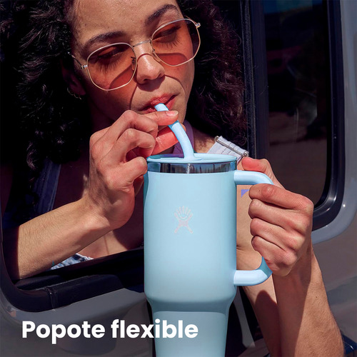 Vaso Térmico De Viaje Con Asa Y Popote Hydro Flask 40oz Frío Y Caliente Color Dew