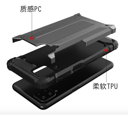 Imagem 2 de 3 de Capa Anti-impacto Hybrid Para Samsung Galaxy A12 - Preta