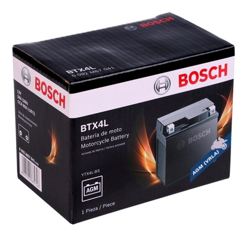 Bateria Bosch Motos Btx4l (ytx4lbs) 12v3a Honda Cg Titan Dax