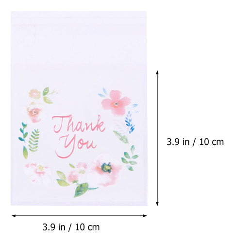 100 Bolsas Autoadhesivas Thank You Decoradas Con Rosas