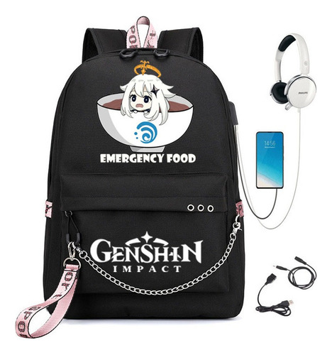 Mochila De Genshin Impact Con Usb Para Estudiantes