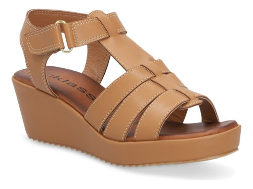 Sandalia Tacon 6 Cm Casual Dama Camel 958-64