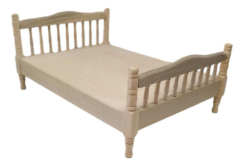 Modelo De Cama Doble Europea 1:12 Para Decoración, Mesa De