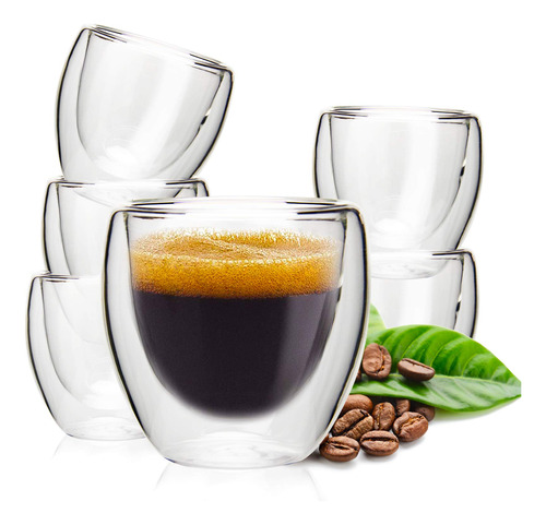 Tazas Espresso Doble Pared 2.7 Oz - Juego De 6 - Aislamiento