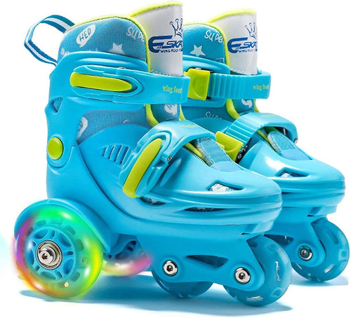 Patines Ajustables Niños Con Ruedas Iluminadas Talla S Azul