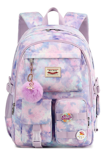 Mochila De Estudante Impermeável E Resistente Ao Desgaste Cor Violeta